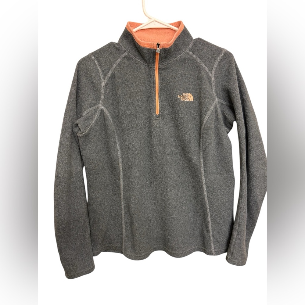 The North Face Gray and Peach Quarter-Zip Fleece Warm Base Layer Jacket Size M
